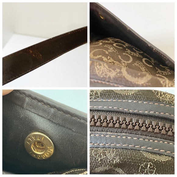 Celine vintage brown C monogram canvas and leather shoulder bag - Picture 8 of 10